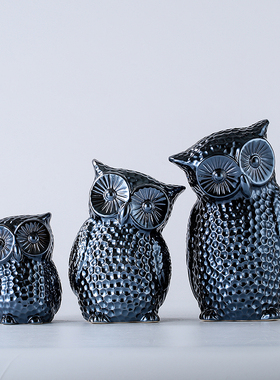 陶瓷猫头鹰摆件创意动物摆设品