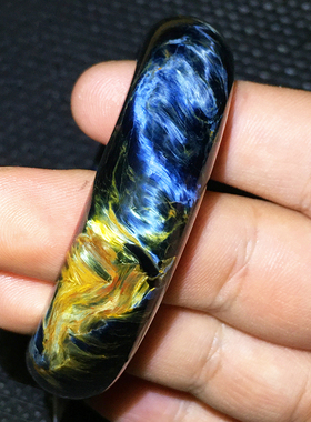 Pietersite彼得石手镯蓝色火彩猫眼55毫米贵妃镯子纳米比亚料832