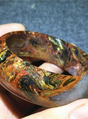 彼得石蓝黄交织火彩手镯