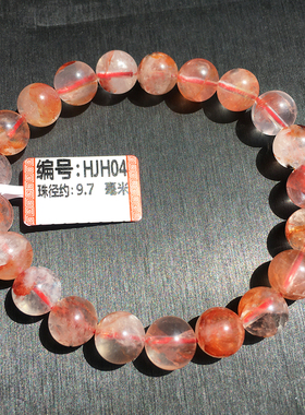 天然水晶红胶花手链10mm单圈女款胶花手串一物一图水晶手串饰品