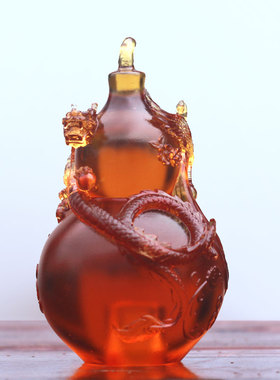 古法琉璃风水龙凤葫芦摆件