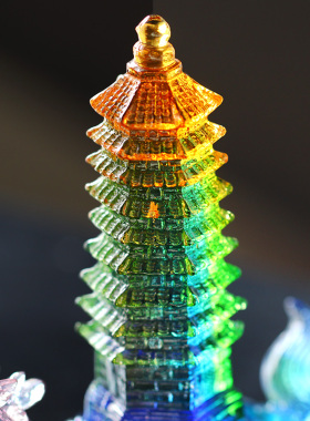 古法琉璃吉星摆件龙龟文昌塔