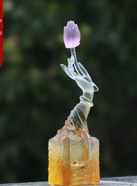 佛手拈花琉璃摆件居家