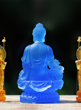 琉璃天蓝色药师佛像居家佛堂