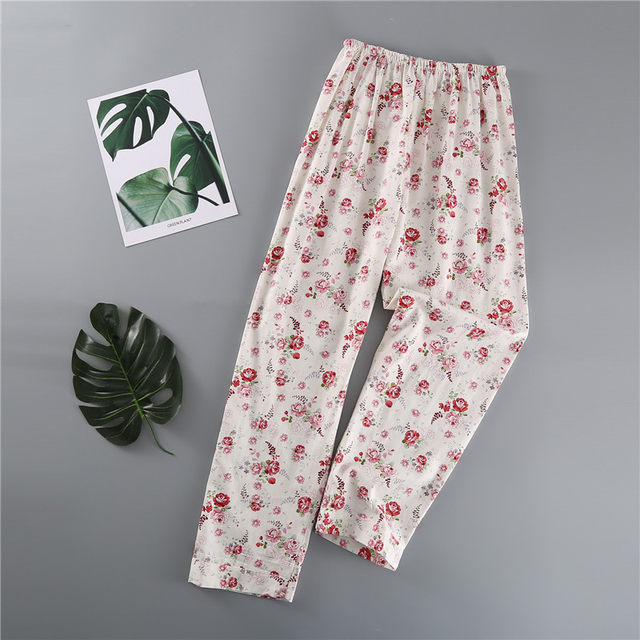 Ladies home trousers pure cotton plaid woven
