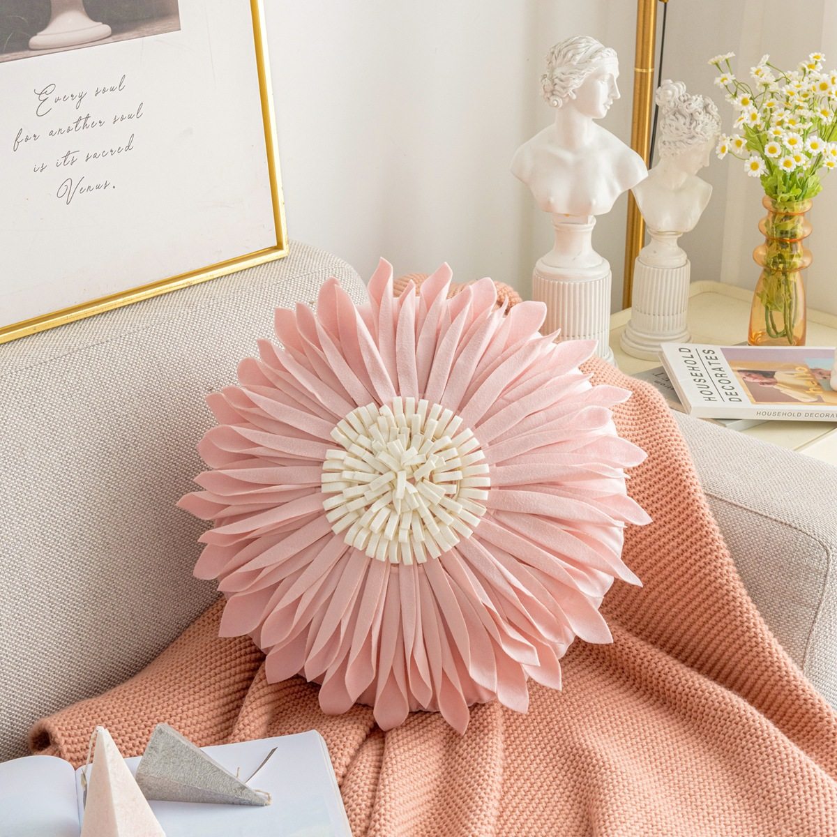 高品质粉色公主风花朵抱枕套办公室沙发靠枕网红ins风床头靠垫套,淘宝优惠券,粉丝福利购,淘宝优惠卷