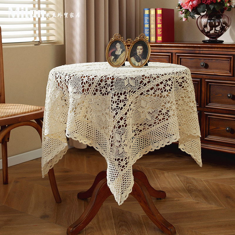 田园镂空棉线编织仿手工钩针餐桌布台布茶几蕾丝床头柜盖巾沙发巾,淘宝优惠券,粉丝福利购,淘宝优惠卷