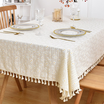 Daisy floral tablecloth ins style photo picnic cloth background cloth literary dok desk cloth