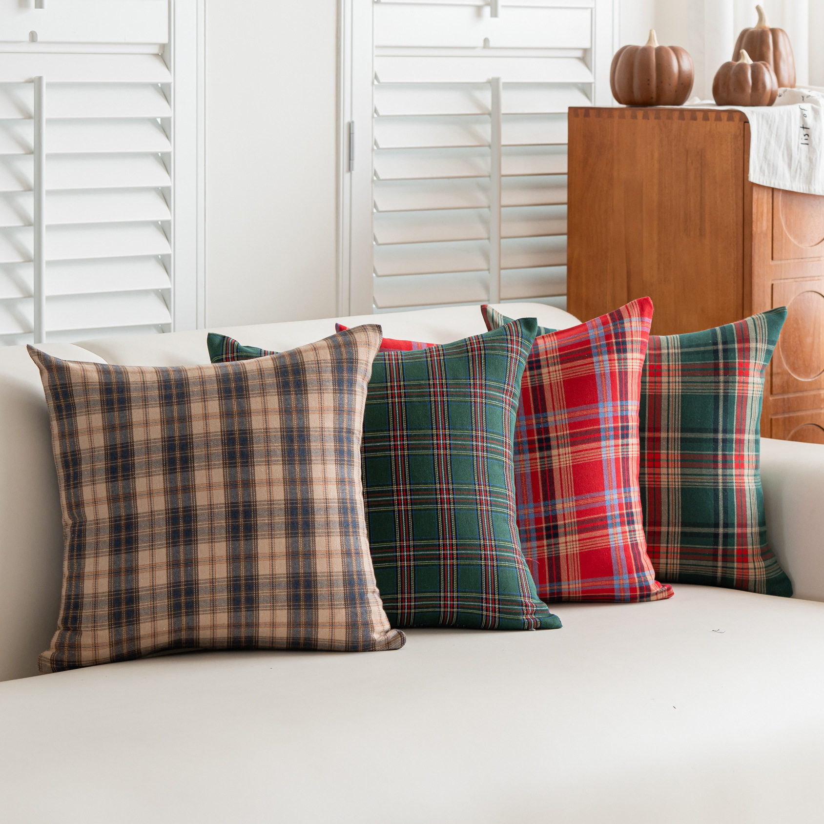 跨境亚马逊圣诞节日抱枕套靠垫国外方格子沙发客厅爆款复古工厂,淘宝优惠券,粉丝福利购,淘宝优惠卷