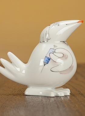 趣味小鸟护士小型瓷偶摆件