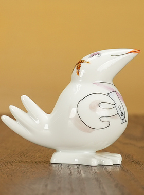 趣味小鸟销售员小型瓷偶摆件