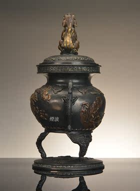蜡型铸铜松鹰地纹香炉薰香炉