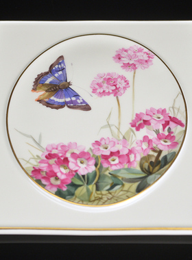 自然主义花卉蝶恋花彩绘描金