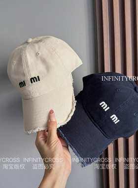 【INFINITYCROSS】潮牌字母磨边做旧软顶棒球帽可调节潮流鸭舌帽