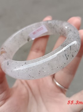 天然黄金超水晶手镯55mm内径水晶手镯花纹漂亮冰冰透透无优化实拍