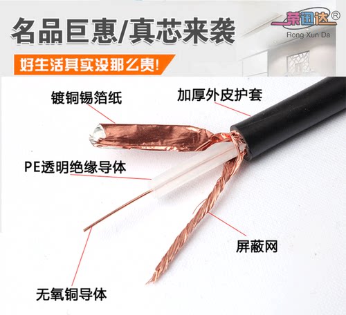 SYV75-3 同轴监控线 监控视频线 64网200米无氧铜线缆 - 图1