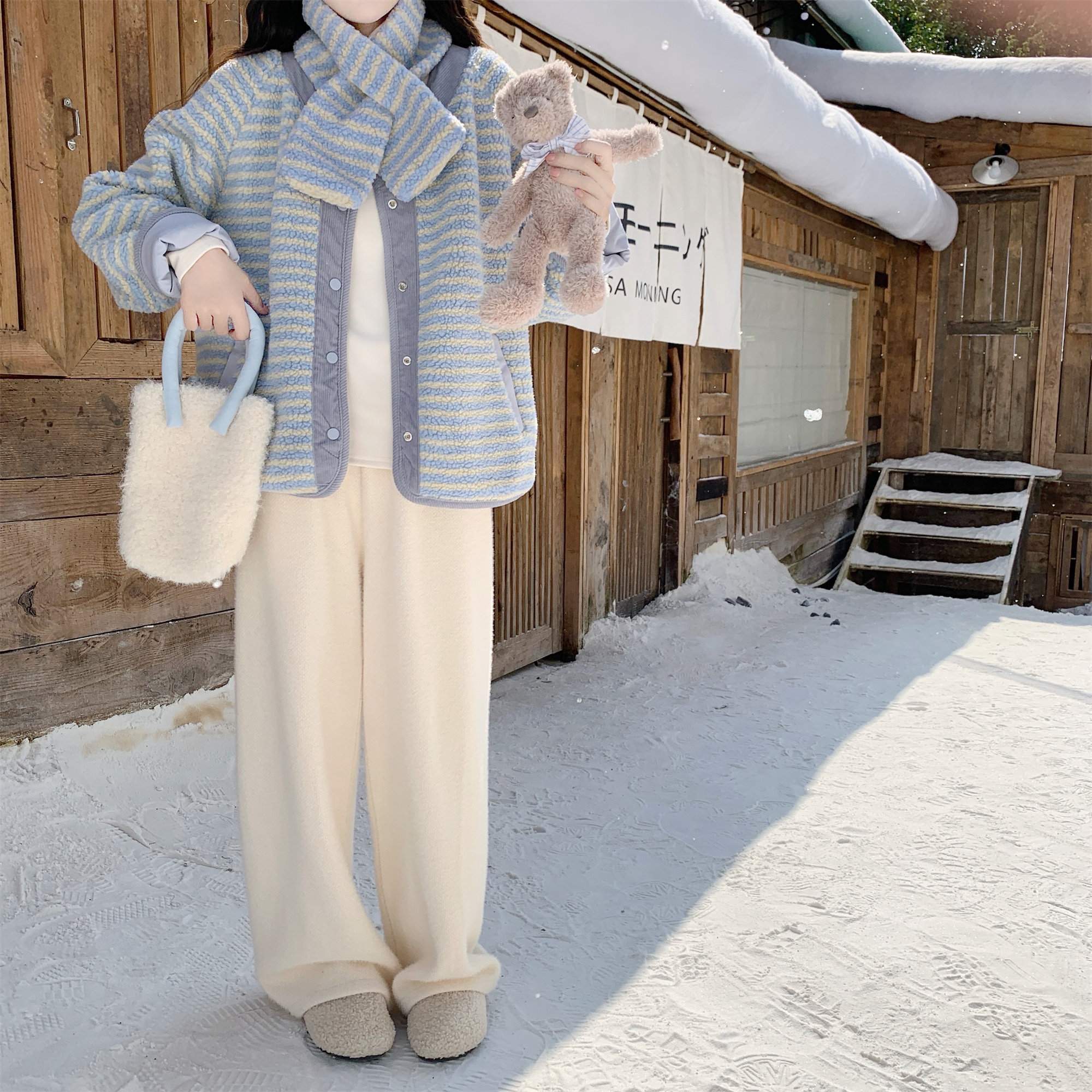 【Dear YN】温柔风 加厚仿貂绒阔腿裤软糯针织裤高腰垂感休闲裤女,淘宝优惠券,粉丝福利购,淘宝优惠卷