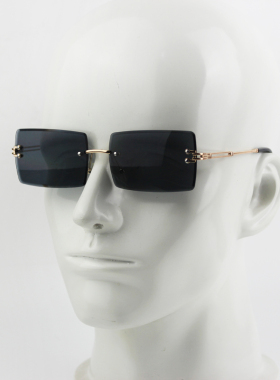 墨镜时尚风黑色无框长方形太阳镜