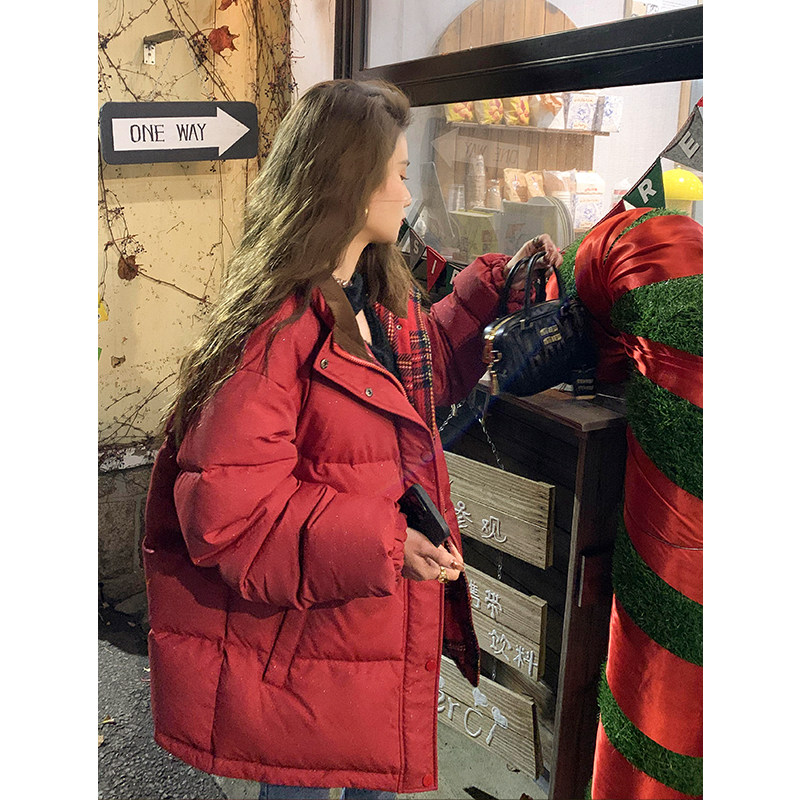 ZHUYIYI 新年红色羽绒服女短款小个子90白鸭绒加厚面包服外套冬季,淘宝优惠券,粉丝福利购,淘宝优惠卷