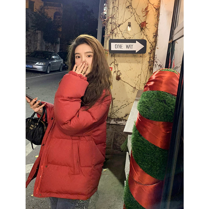 ZHUYIYI 新年红色羽绒服女短款小个子90白鸭绒加厚面包服外套冬季,淘宝优惠券,粉丝福利购,淘宝优惠卷