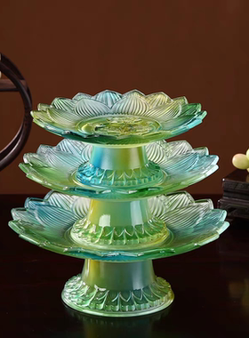 佛具琉璃果盘黄色白色七彩中式佛具油灯油灯座纯白色莲花