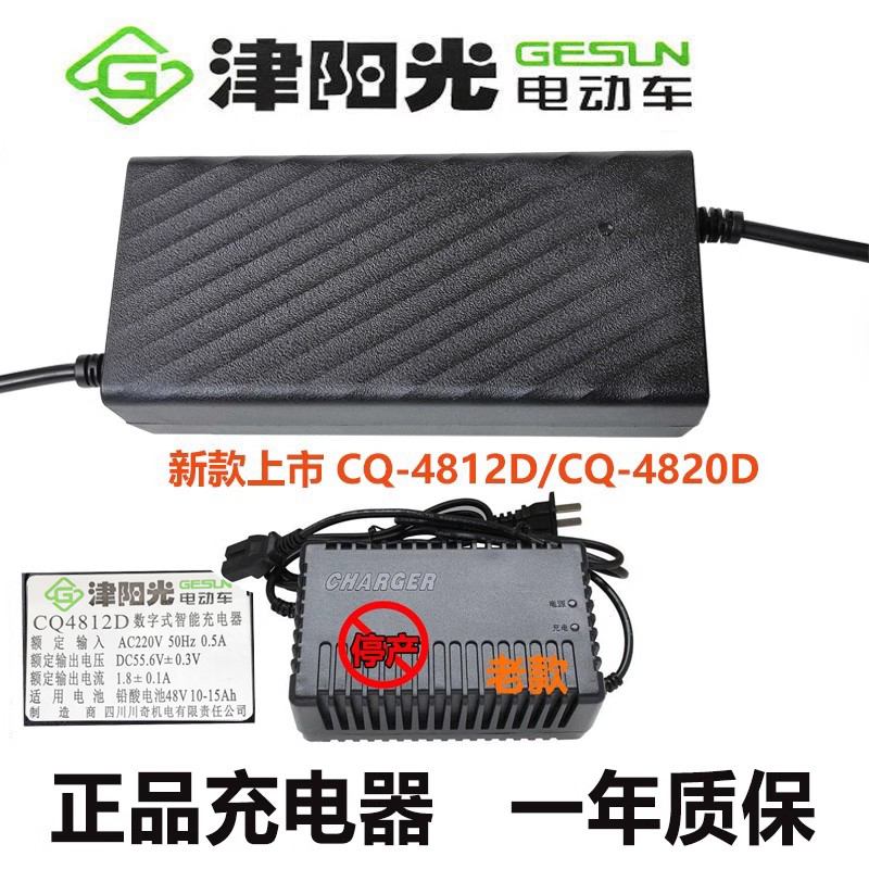 津阳光电动车原装充电器36V48V12Ah60V20Ah72V20Ah正品原厂专用-图0