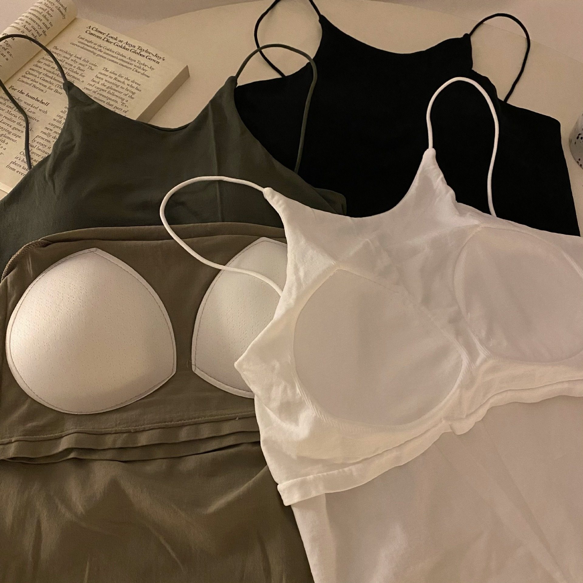 法式轻奢白色小吊带背心女内搭夏季打底带胸垫外穿无袖短款上衣,淘宝优惠券,粉丝福利购,淘宝优惠卷