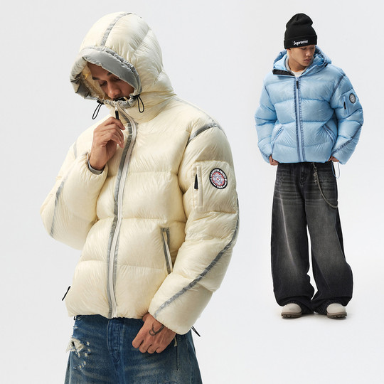 MEDM simple hooded transparent casual down jacket