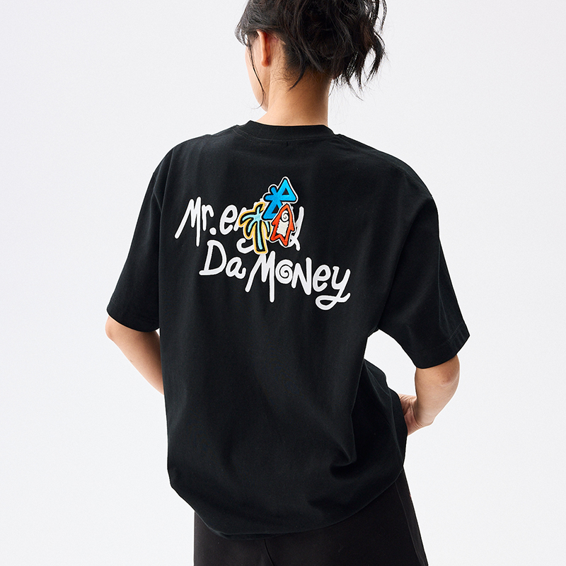 MEDM24SS涂鸦元素魔术贴短袖T恤男夏季美式潮牌百搭休闲情侣体恤 - 图0