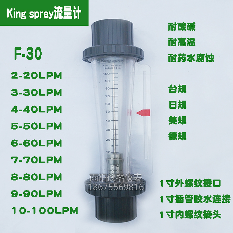 kingspray流量计PSU液体流量计双指示转子流量计化学药水hansheng - 图2
