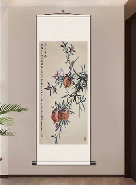事事如意丝绸画玄关过道中式卷轴挂画竖版客厅书房壁画装饰画