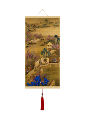 唐寅竹子花鸟挂画茶楼古典卷轴装饰字画丝绸礼品风水挂画送客户画