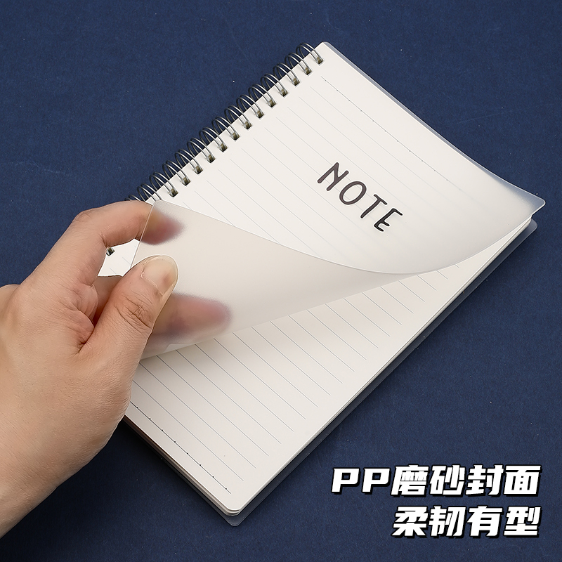 巨门16K侧上翻线圈本A4本子笔记本方格网格高颜值加厚透明磨砂记事本A6小本子便携随身小号学生用A5空白横线-图1