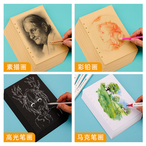 活页B5黑纸本子手绘全黑内页DIY活页夹黑卡纸本加厚空白黑卡纸活页手绘本牛皮纸影集纪念册记事本A5画画本子 - 图3