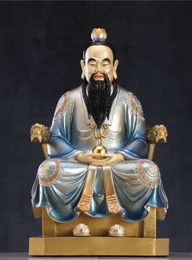 台湾黄铜彩绘三清道祖神
