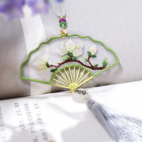刺绣书签diy材料包手工自绣中国风钥匙扣扇子创意礼物送女生闺蜜 - 图1