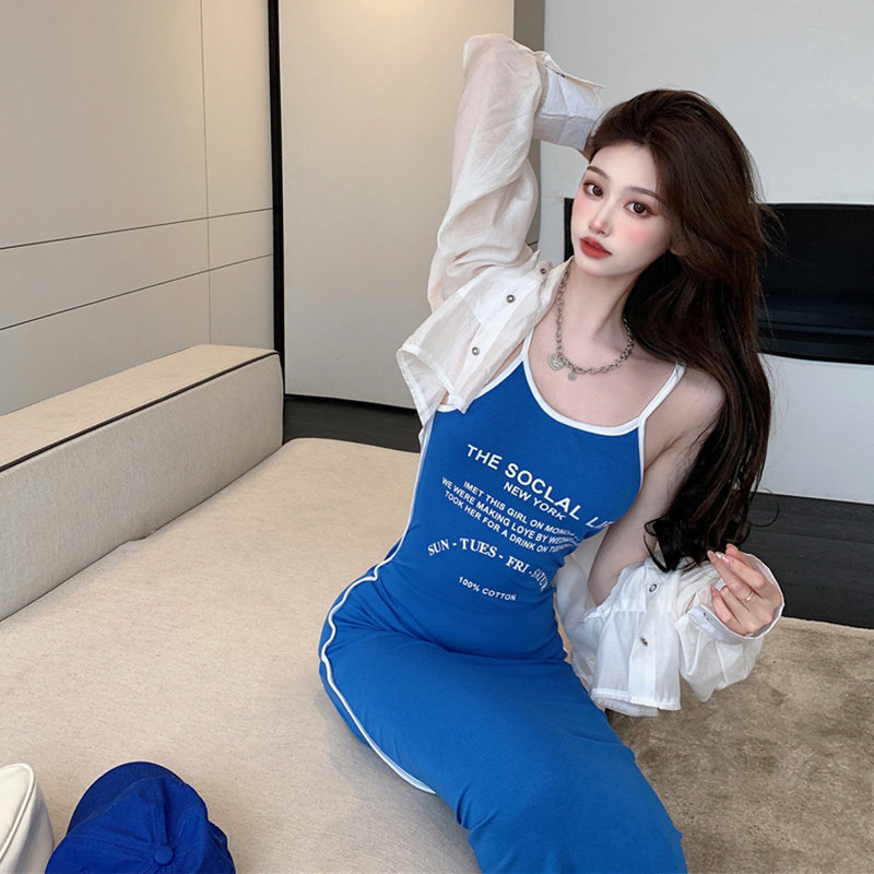 修身吊带夏仙气甜美新款长袖连衣裙 nurtureone妮茨维旗舰时尚套装