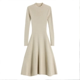 Трикотажное трикотажное платье, приталенное шерстяное платье, осенняя юбка, высокий воротник, 2022