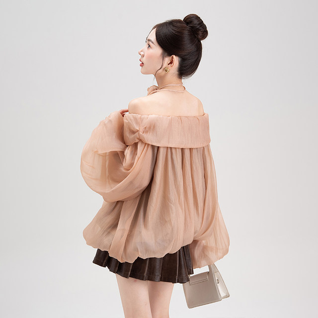Nizvi ເສື້ອ chiffon ແຂນຍາວ elegant ບ່າຫນຶ່ງສໍາລັບແມ່ຍິງ