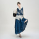 Apricot crochet embroidered ເສື້ອ vest ແລະຊຸດກະໂປງ