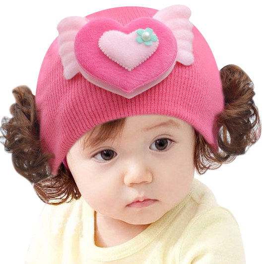 假发女童保暖毛线帽儿童针织帽宝宝秋冬季套头加厚帽子小公主可爱,淘宝优惠券,粉丝福利购,淘宝优惠卷