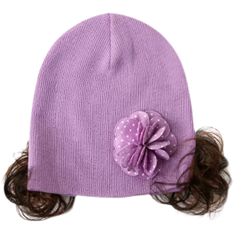 假发女童保暖毛线帽儿童针织帽宝宝秋冬季套头加厚帽子小公主可爱,淘宝优惠券,粉丝福利购,淘宝优惠卷