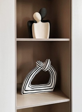 浴舍 现代简约高级感黑白陶瓷小摆件 客厅酒柜书柜家居饰品摆设