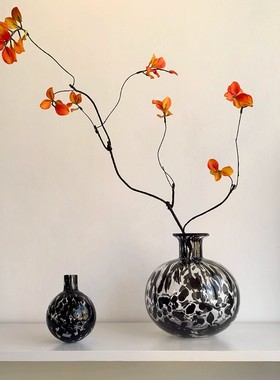 轻奢中古风水晶玻璃花瓶摆件