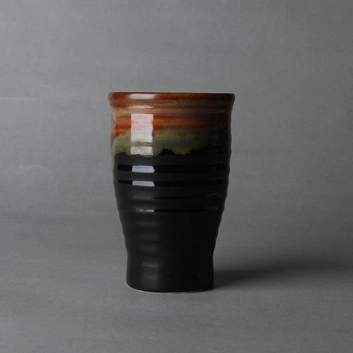 日本製 越前烧茶杯天目釉粗陶啤酒杯vintage中古杯六大古窑侘寂杯 - 图1