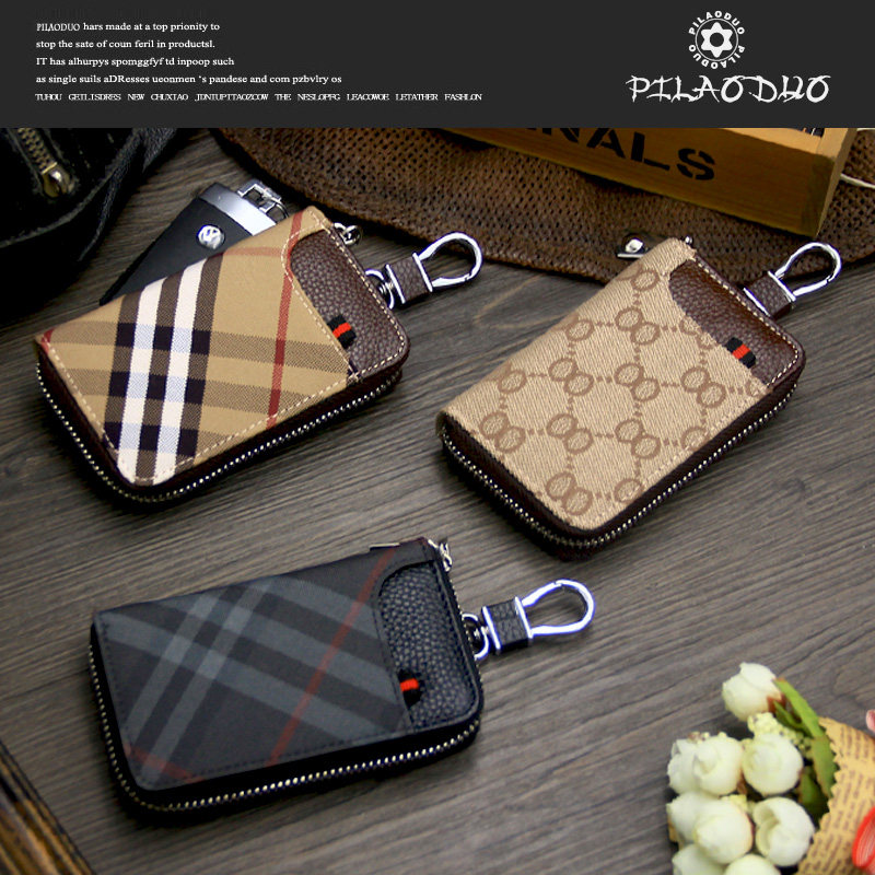 pilaoduo头层牛皮帆布女士零钱包 pilaoduo箱包钥匙包