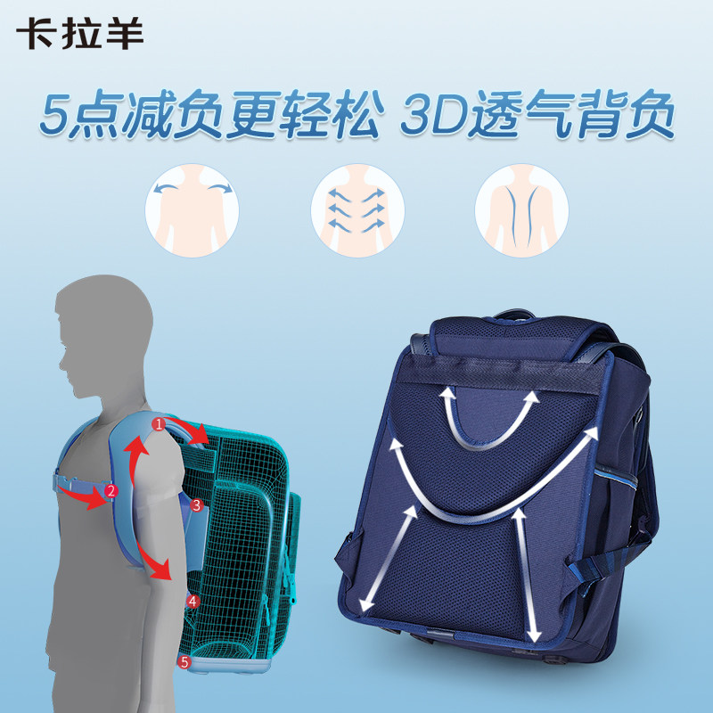 卡拉羊3代横版小学生1-3-6双肩包 卡拉羊双肩背包