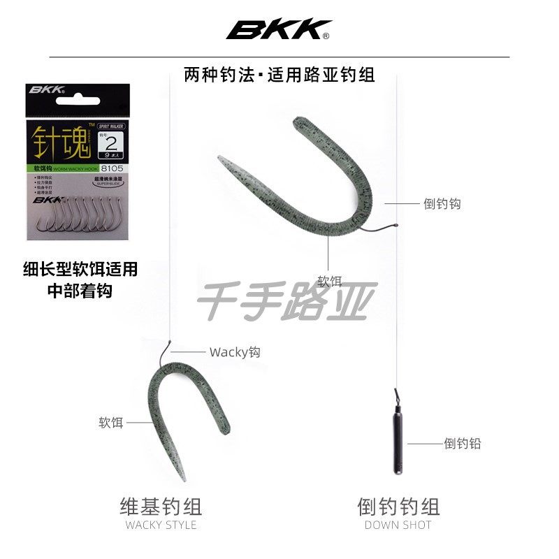 BKK倒钓钩针魂8103路亚倒钓钩8003软虫钩wacky钩维基钓组黑坑8105_虎窝淘