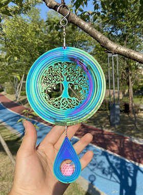 大号30cm曼陀罗风铃3D旋转风转
