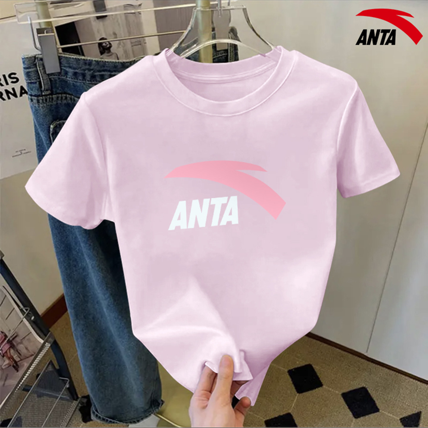 安踏短袖女t恤透气运动体恤夏季新款圆领半袖显瘦修身百搭上衣女,淘宝优惠券,粉丝福利购,淘宝优惠卷